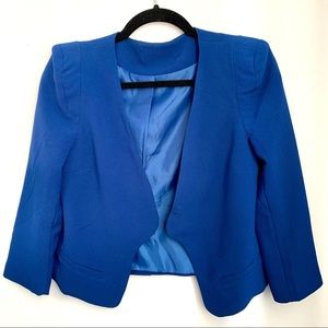 Forever21 Cropped Cobalt Blue Blazer Shoulder Pads